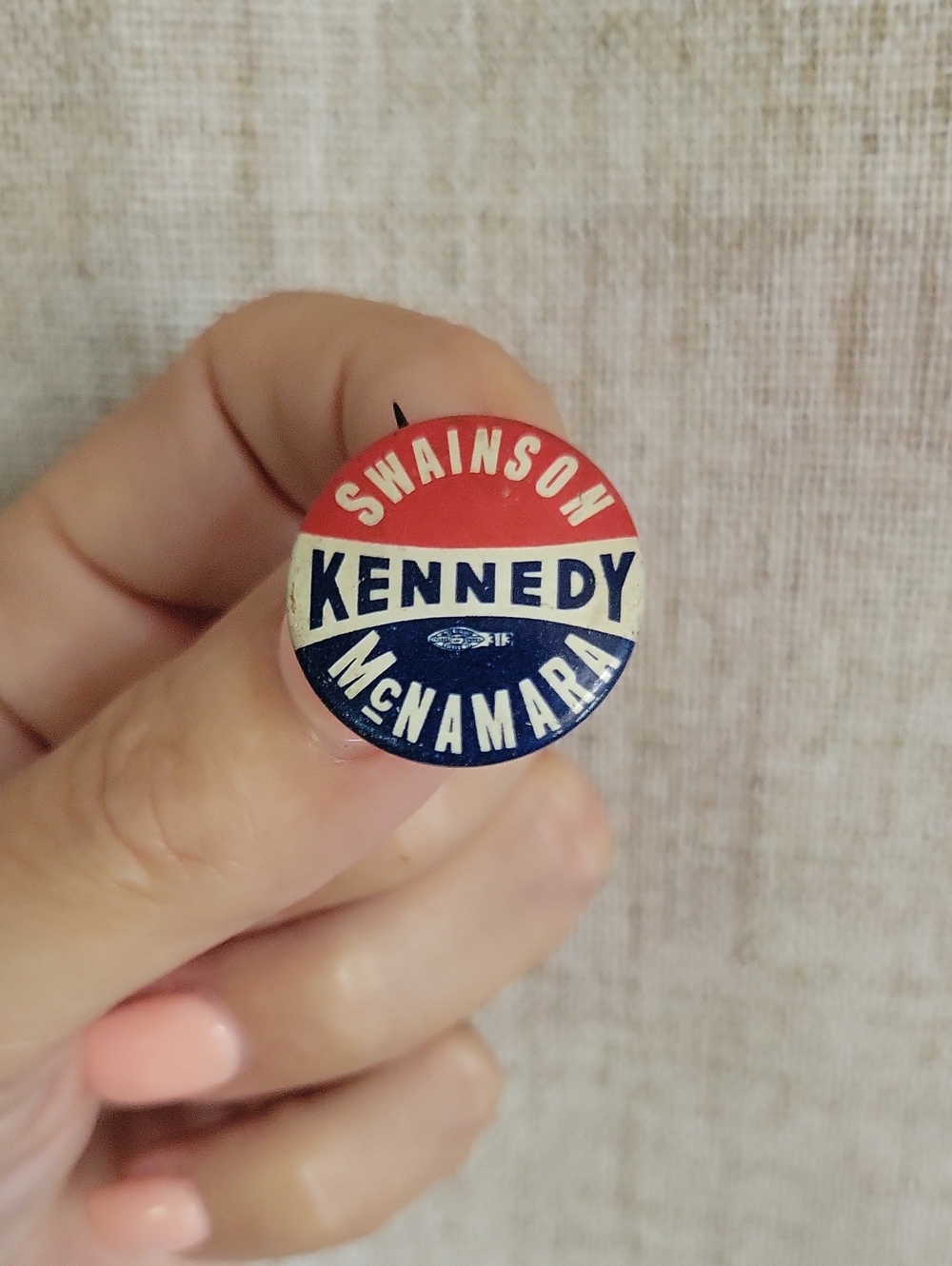 1960 Political Campaign Pin, Kennedy, Swainson, McNamara